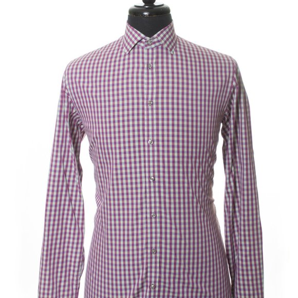 Sand Copenhagen Purple on Green Check Cotton Shirt - Picture 2 of 4